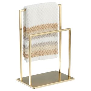 Soporte minimalista para toallas de baño, metálico, con marco con recubrimiento en polvo y 2 barras colgantes. - Product Image 4