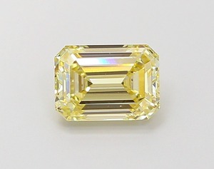 Diamant de laboratoire non monté 1,09 carat, jaune clair fantaisie, taille émeraude, CVD VVS2, finition EX, pierre synthétique de haute qualité pour bijouterie - Product Image 1