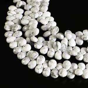 Natural Howlite Pear Shape Faceted <b>Beads</b> 8x11 To 9x12MM White Howlite Gemstone <b>Beads</b> For Jewelry Making Pear Briolette <b>Beads</b> - Product Image 6