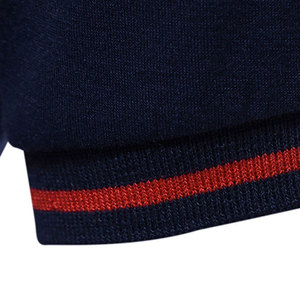 Polo à manches courtes pour homme, bleu foncé, avec blocs de couleur gris et bordure rouge, coupe classique, tricoté, 100 % coton, nouvelle collection, vente flash - Product Image 6