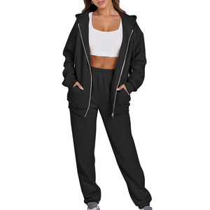 <b>Women</b> Casual Jogger Suit <b>Sweatpants</b> And Hoodie Set Long Sleeve Lightweight Polyester Spandex 2 Piece Tracksuit For Ladies - Product Image 4