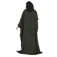 Robe Abaya Musulmane Personnalisée à Manches Longues, Longueur Midi, Légère, Col Contrastant, Respirante, Infroissable, Extensible dans les Quatre Sens