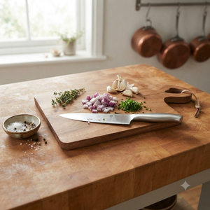 Planche à servir artisanale en bois de manguier 36x23cm, planche à découper en bois, plateau à fromage et charcuterie avec poignée - Product Image 3