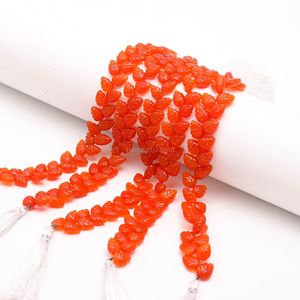 Cuentas de piedras preciosas de cornalina en forma de hoja, cuentas de piedras preciosas de cornalina natural talladas a mano de 10-11 mm para la fabricación de joyas y accesorios de bricolaje. - Product Image 5