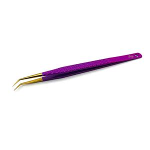 Pinza para Pestañas de Acero Inoxidable Morado, Punta de Precisión de 45 Grados, Herramienta de Aislamiento Suave, Aplicación Profesional de Pestañas - Product Image 4