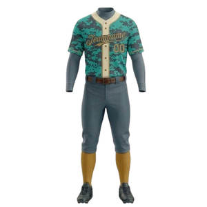 Ensemble d'uniformes de baseball personnalisés pour hommes, maillot camouflage à manches courtes, respirant, en polyester, pour toutes les saisons, vêtements d'équipe avec fermeture à boucle - Product Image 1
