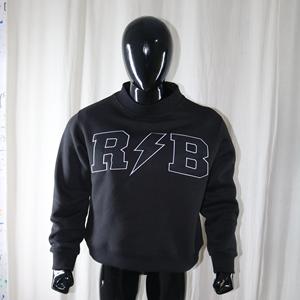 Sudadera R B BLACK con Cuello Alto, 100% Algodón, Apliques Blancos y Negros Bordados, CLUSH SPORTS, Invierno - Product Image 1