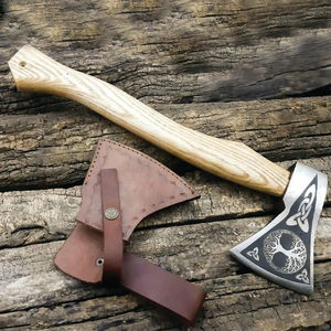 Burraq 16" Custom Handmade Carbon Steel Tomahawk Splitting <b>Axe</b> Rosewood Handle Leather <b>Camping</b> Hunting Outdoor DIY Industrial - Product Image 5