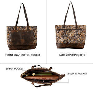Vintage Floral Canvas Tote Bag Retro Shoulder Handbag Zipper Closure Large Capacity for Travel Shopping - Product Image 2