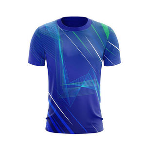 เสื้อยืดคอกลมผ้าคอตตอนสี100% สำหรับผู้ชายเสื้อยืดสีฟ้าทรงสั้นพิมพ์ลายไซส์อเมริกันกำหนดเอง - Product Image 5