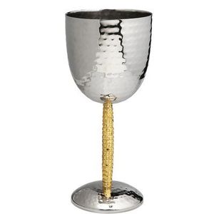 Latest Hammered Silver Kiddush Cup With Floral Branch Stand Luxury Judaica <b>Wine</b> <b>Goblet</b> For Decor - Product Image 4