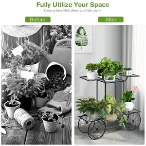 Espositore a fiori per carrello da giardino a 6 livelli per lo stoccaggio di vaso decorativo e supporto per piante - Product Image 3