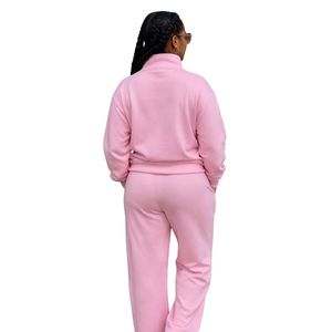 Pink Pearl Zip <b>Jacket</b> Women Casual Fleece <b>Jacket</b> Fashion Outerwear Full Zip Sweatshirt Top Comfortable Daily Wear Apparel - Product Image 2