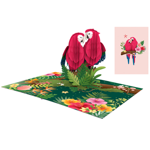3D Pop Up <b>Card</b> Romantic Colorful Tropical Parrot Couple With Envelope Exotic Handmade Jungle Scene Greeting <b>Cards</b> For Couple - Product Image 1