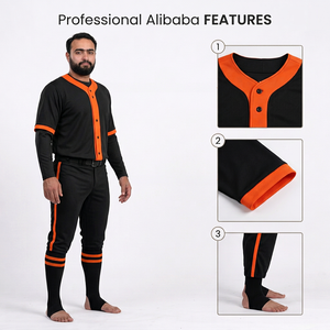 ชุดเบสบอลชาย เสื้อเจอร์ซีย์สีพื้น กางเกงขายาว แขนครึ่งตัว ระบายอากาศ แห้งเร็ว ต้านเชื้อแบคทีเรีย โพลีเอสเตอร์ 100% ติดกระดุม - Product Image 6