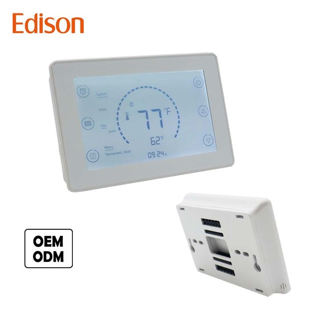 Edison Smart WiFi Thermostat Heat Pumps Energy-Saving PVC Home Automation Multi-Stage Touchscreen Tuya/Zigbee Compatible Villa