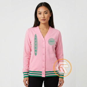 Alfa Personalizado |   Cárdigan griego de alta calidad para mujer, bordado y con apliques de acrílico Kapa, transpirable, para invierno. - Product Image 2