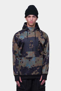 Sweat-shirt à capuche oversize pour homme, style streetwear, avec logo personnalisé, tie-dye, camouflage, manches raglan, poche, motif graphique, en polaire, décontracté - Product Image 2