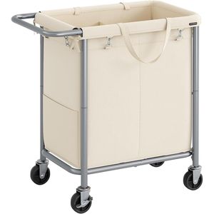 Cesto Portabiancheria con Ruote da 27 Pollici, Telaio in Acciaio, Capacità 37 Galloni (140 L), con Fodera Rimovibile, 2 Sezioni, Ruote Specifiche per Uso Quotidiano - Product Image 1