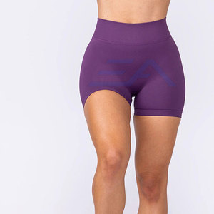 Shorts de sport pour femmes à taille haute respirants avec logo personnalisé, fabriqués en spandex/polyester, taille élastique - Product Image 4