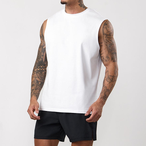 High Quality Men's Sports <b>Vest</b> Custom Workout Sleeveless Tank Top Cropped Boxy Fit Muscle Gym Top Casual Streetwear - Product Image 1