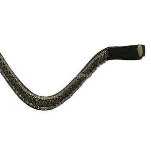 Bande de front de cheval en cuir Bling en cristal de qualité supérieure faite sur du cuir véritable bande de front de cuir de cheval de cristal de 3 rangées toutes les tailles - Product Image 1