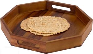 Plateau de service rectangulaire en bois artisanal à bords ondulés, design moderne, organisateur décoratif, idéal pour Diwali et Ramadan - Product Image 5