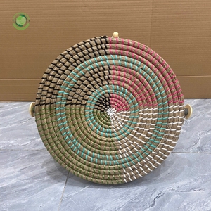 Seagrass food <b>cover</b> with color-coordinated pattern Kitchenware and <b>table</b> decoration Wholesale eco-friendly Made in Viet Nam - Product Image 4