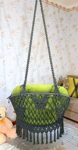 <b>Hanging</b> macrame <b>chair</b> swing, handmade, with cushions, Macrame hammock, <b>Hanging</b> woven swing, <b>Outdoor</b> Garden swing - Product Image 2