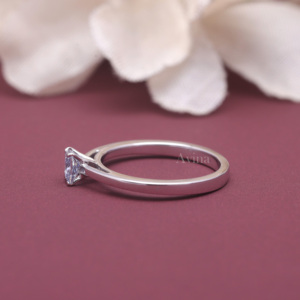 Bague de fiançailles solitaire en argent sterling 925 massif avec diamant de laboratoire certifié IGI, taille coussin bleue, pour femme - Product Image 5