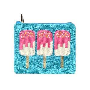 Embroidery Beaded Popsicle Coin Bag for Parties & Gifting Modern Beaded Coin Clutch Mini Purse <b>With</b> <b>Zip</b> Closure Fashionable Bag - Product Image 1