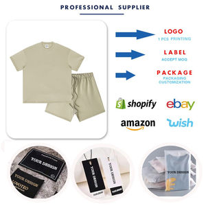 Conjuntos de Verano de Algodón para Hombre, Ropa Casual de Calle, Camiseta de Manga Corta y Pantalones Cortos, Conjunto de Dos Piezas, Traje Deportivo Ligero - Product Image 2