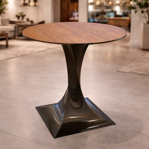 Mesa de Centro Redonda de Metal Resistente con Base de Pedestal Metálico Escultural, Muebles Modernos para Sala de Estar - Product Image 5