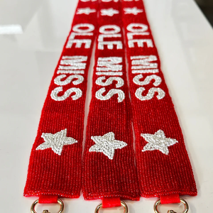 Correa de Bolso Bordada con Cuentas Rojas y Blancas de Ole Miss, Patrón de Estrellas, Accesorio Desmontable para Bolso, Exportador al por Mayor - Product Image 5