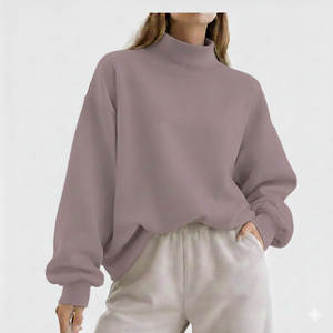 เสื้อสตรีคอเต่าทรงโอเวอร์ไซส์ ผ้าฟลีซ ใส่สบายๆ สำหรับฤดูหนาว สไตล์ลำลอง สตรีทแวร์  ด้านหน้าสามารถปรับแต่งได้ เนื้อผ้านุ่ม อุ่น สบาย เหมาะสำหรับใส่ทุกวัน - Product Image 1