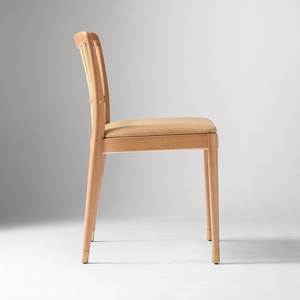 Chaise de salle à manger minimaliste nordique en bois massif, finition naturelle, dossier à tiges, pour mobilier de maison - Product Image 3