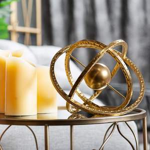 Esfera Metálica Dorada Decorativa con Bola Central, Escultura Metálica Moderna para Mesa de Centro, Sala de Estar, Oficina, Dormitorio - Product Image 6