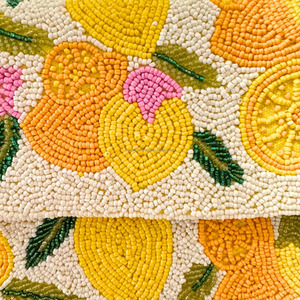 Bolso de hombro de limón con cuentas hecho a mano, patrón geométrico, para mujer, con asa única, moda otoño, bolso tote, personalizado, al por mayor, multicolor, con aros - Product Image 5