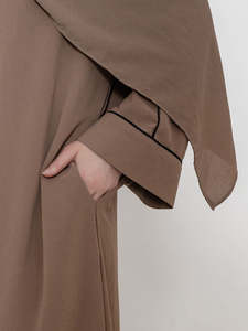 Women's Brown <b>Abaya</b> Floor Length Loose Fit Long Sleeve Embroidered Floral Modest Daily Wear Middle East Style Cotton <b>Dress</b> - Product Image 1
