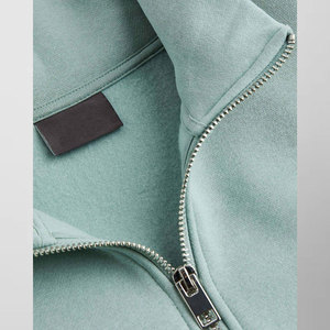 Unisex <b>Light</b> Green Quarter Zip Sweatshirt French Terry Stand Collar Oversized Fit Regular Length Solid Color Autumn Wear - Product Image 6