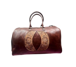 Bolsa de Viaje de Cuero de Búfalo con Panel Grabado, Bolsa de Lona para Cabina, Equipaje de Mano para Viajes Cortos, Bolso de Almacenamiento - Product Image 4