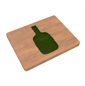Wholesale Customizable Wooden Chopping <b>Block</b> Rectangle <b>Shape</b> With Bottle Cutout Anti Slip Surface - Product Image 1