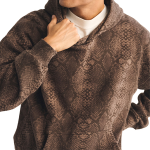 Sudadera con Capucha Extra Grande para Hombre, Color Marrón con Estampado, Estilo Casual, Felpa Francesa de Algodón, Estilo Urbano Otoñal - Product Image 3