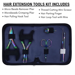 Kit Profesional de Herramientas para Extensiones de Cabello con Micro Anillos, Alicates para Remover Anillos, Gancho para Enhebrar Hilos, Mini Tijeras - Product Image 2