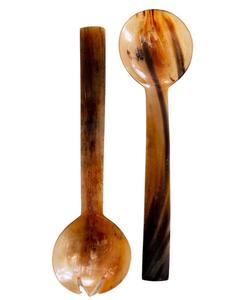 Ensemble de 2 cuillères à salade en corne de buffle, design haut de gamme, fabriquées à la main à partir de corne naturelle, au prix le plus bas. - Product Image 1