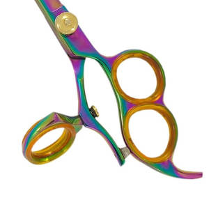 5.5 pouces soins professionnels 3 anneaux arc-en-ciel titane enduit ciseaux ou cisailles professionnel en acier inoxydable coupe de cheveux cisailles - Product Image 2