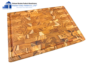 THANH TUNG THINH Wooden Cutting Board Rectangle Rustic Handmade Kitchen Wood Block For Food Use - Product Image 1