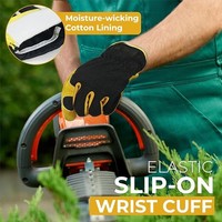 Gants de travail de jardin en cuir jaune, résistants aux coupures, ambidextres, avec manchette à enfiler, équipement de protection