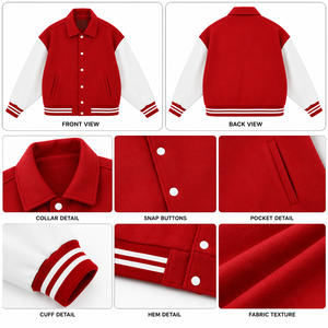 Chaqueta Bomber Personalizada con Logotipo Bordado, Chaqueta Cortavientos con Botones, Estilo Urbano, Chaqueta Universitaria de Béisbol - Product Image 3