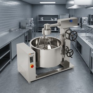 Olla de vapor de inducción con camisa rotatoria Amicook 380V/440V, modelo de olla basculante de 3 aspas para restaurante, ergonómica y de gran capacidad para preparar y hervir. - Product Image 5
